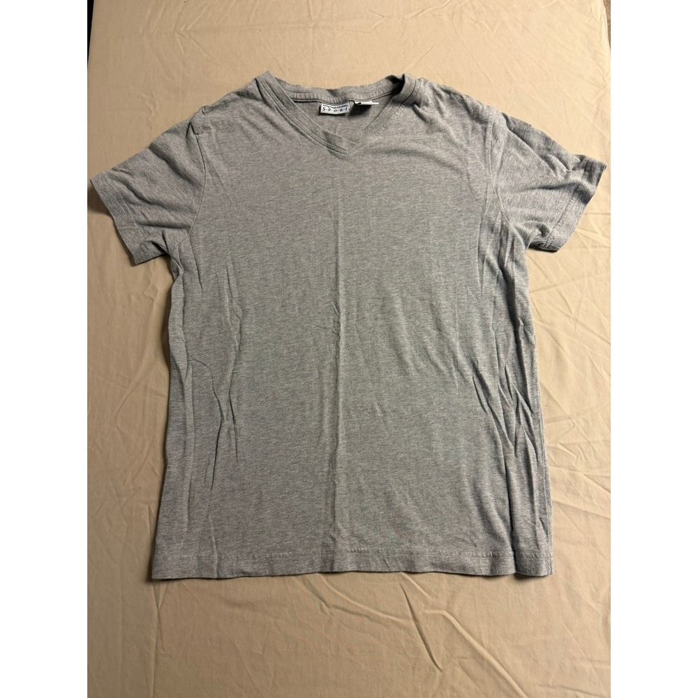 Lady Foot Locker Sport Womens V-Neck T-Shirt Gray Cotton Short Sleeve Size M
